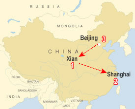 Route map, China in 8 days