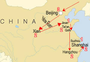 Route map, Land of Confucius Tour